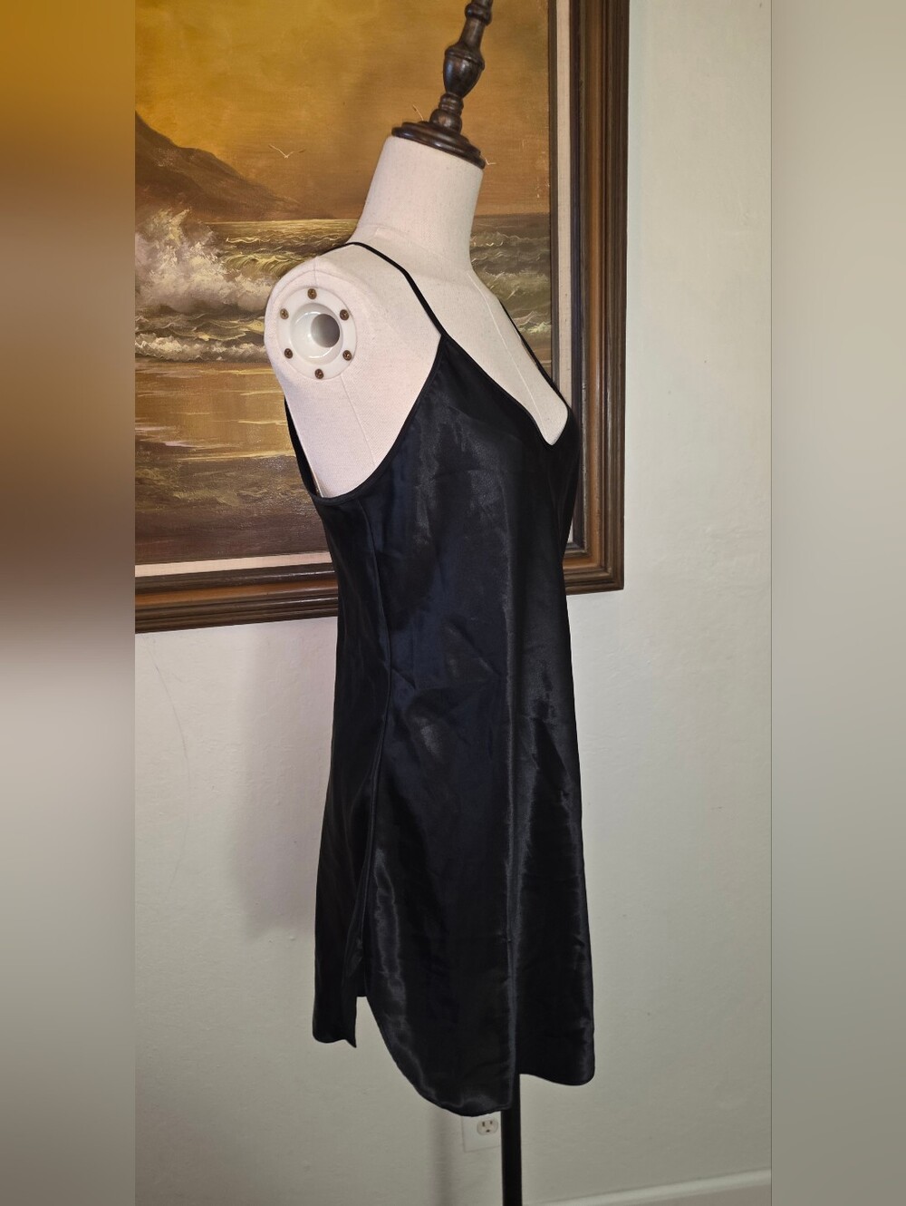 Vintage 1990s Black Scoop Neck & Back Slipdress Intimate Moods